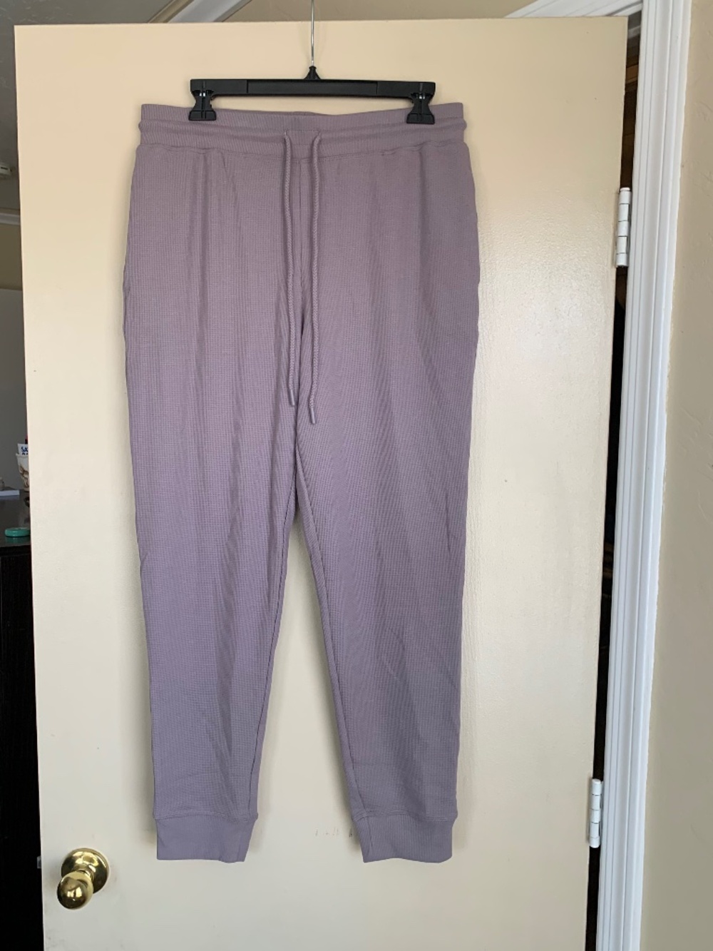 Max & Mia Waffle Knit Jogger Pants Dusty Plum Taupe Loungewear Comfort Travel M